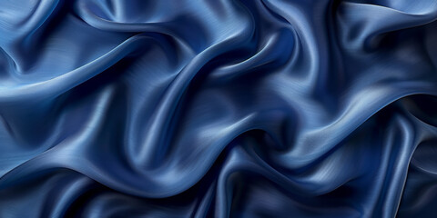 Obraz premium navy blue elegant abstract background silk satin fabric nice folds beautiful dark blue background wavy lines copy space 