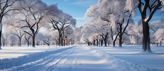 City park view in winter