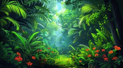 Obraz premium Rainforest with Wild Plants