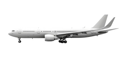 Obraz premium Wide body passenger airliner flying on transparent background