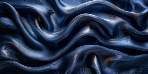 Obraz premium navy blue elegant abstract background silk satin fabric nice folds beautiful dark blue background wavy lines copy space 