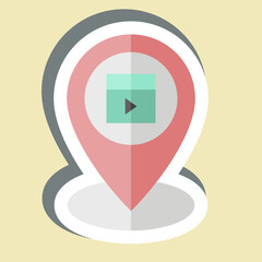 Sticker Location. related to Cinema symbol. simple design illustration