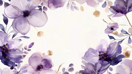 Purple Watercolor Floral Border Design