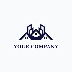 house building flat design icon logo