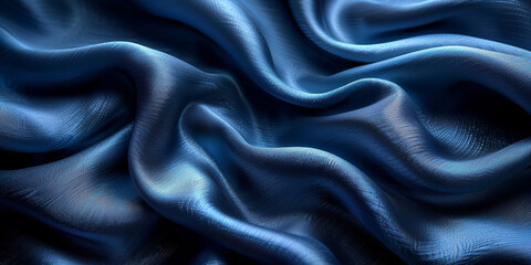 Obraz premium effect wave liquid design your space copy background elegant blue dark pleats soft wavy fabric shiny background texture satin silk blue dark background abstract blue black 