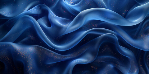 Obraz premium effect wave liquid design your space copy background elegant blue dark pleats soft wavy fabric shiny background texture satin silk blue dark background abstract blue black 