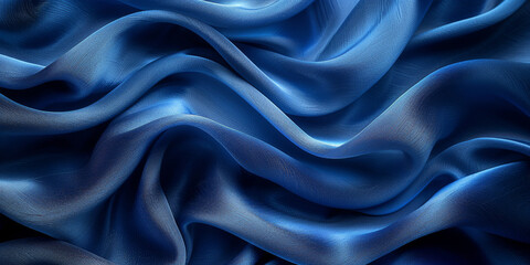 Obraz premium effect wave liquid design your space copy background elegant blue dark pleats soft wavy fabric shiny background texture satin silk blue dark background abstract blue black 