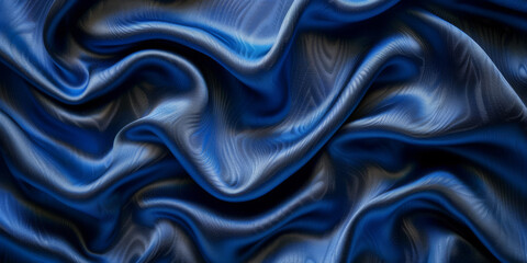 Obraz premium effect wave liquid design your space copy background elegant blue dark pleats soft wavy fabric shiny background texture satin silk blue dark background abstract blue black 