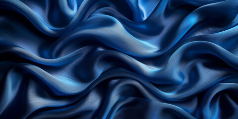 Obraz premium effect wave liquid design your space copy background elegant blue dark pleats soft wavy fabric shiny background texture satin silk blue dark background abstract blue black 