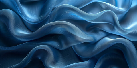 Obraz premium effect wave liquid design your space copy background elegant blue dark pleats soft wavy fabric shiny background texture satin silk blue dark background abstract blue black 