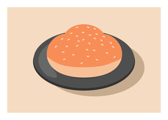 Bread on a lid. Simple flat illustration. 