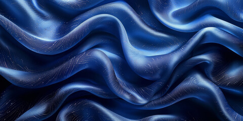 Fototapeta premium effect wave liquid design your space copy background elegant blue dark pleats soft wavy fabric shiny background texture satin silk blue dark background abstract blue black 