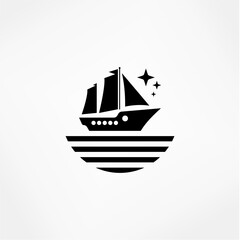 icon logo ship in sea.Illustration Vector Graphic of icon logo ship in seaeps