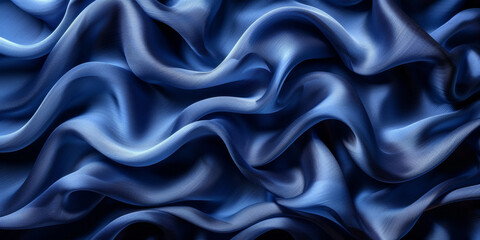 Obraz premium effect wave liquid design your space copy background elegant blue dark pleats soft wavy fabric shiny background texture satin silk blue dark background abstract blue black 