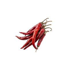 Vibrant Red Thai Chili Peppers Isolated on White Background