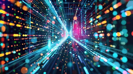 Naklejka premium Abstract Digital Data Flow Visualization