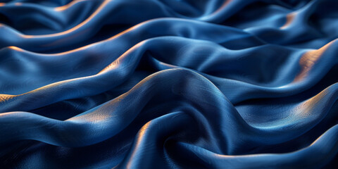 Obraz premium effect wave liquid design your space copy background elegant blue dark pleats soft wavy fabric shiny background texture satin silk blue dark background abstract blue black 