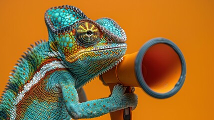 Colorful Chameleon Making a Vibrant Announcement