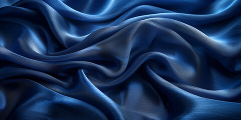 Obraz premium effect wave liquid design your space copy background elegant blue dark pleats soft wavy fabric shiny background texture satin silk blue dark background abstract blue black 