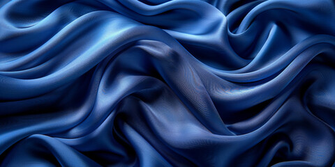 Obraz premium effect wave liquid design your space copy background elegant blue dark pleats soft wavy fabric shiny background texture satin silk blue dark background abstract blue black 