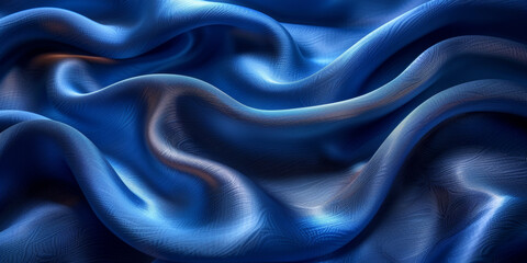 Obraz premium effect wave liquid design your space copy background elegant blue dark pleats soft wavy fabric shiny background texture satin silk blue dark background abstract blue black 