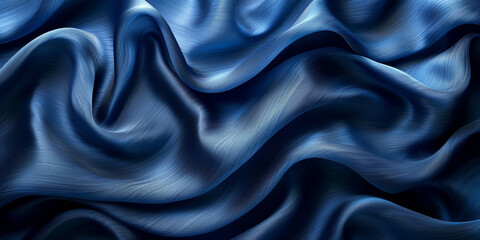 Obraz premium effect wave liquid design your space copy background elegant blue dark pleats soft wavy fabric shiny background texture satin silk blue dark background abstract blue black 