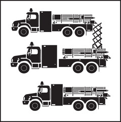 Obraz premium Fire Truck Flat Silhouette Graphics Collection 
