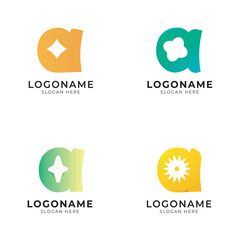 cute letter a logo set