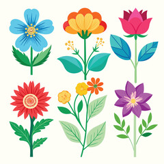 set of colorful a flowers