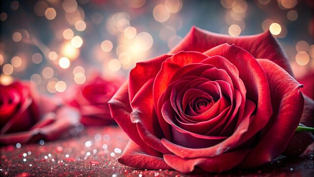 Luxuriant red rose petals unfold against a soft, blurred background, creating a romantic, elegant wallpaper perfect for valentine's day or women's day celebrations.