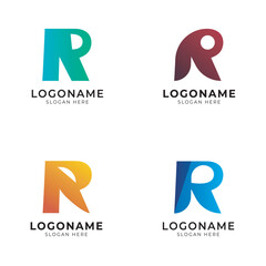 abstract letter r logo set