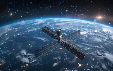 Earth Observation Satellite in Orbit"
"Global Satellite Monitoring System"
"Spacecraft Circling Earth"