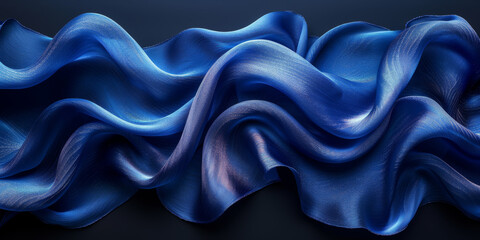 Fototapeta premium effect wave liquid design your space copy background elegant blue dark pleats soft wavy fabric shiny background texture satin silk blue dark background abstract blue black 