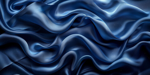 Obraz premium effect wave liquid design your space copy background elegant blue dark pleats soft wavy fabric shiny background texture satin silk blue dark background abstract blue black 