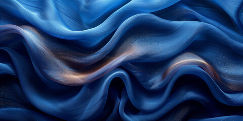 Obraz premium effect wave liquid design your space copy background elegant blue dark pleats soft wavy fabric shiny background texture satin silk blue dark background abstract blue black 