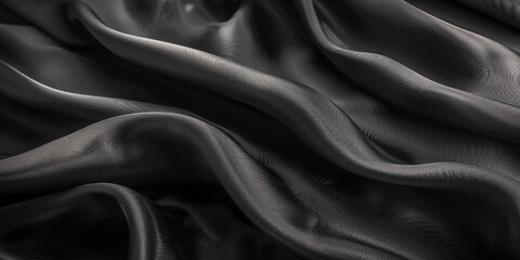 Obraz premium design your space copy background elegant black fabric folds soft beautiful background texture satin silk black background black abstract 