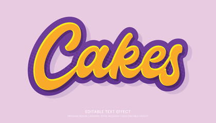 cakes editable food text effect template 3d bold typography style, food logo and fast food brand