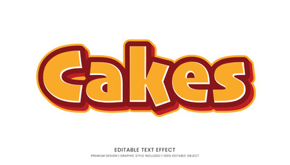 cakes editable food text effect template 3d bold typography style, food logo and fast food brand