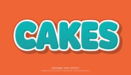 cakes editable food text effect template 3d bold typography style, food logo and fast food brand