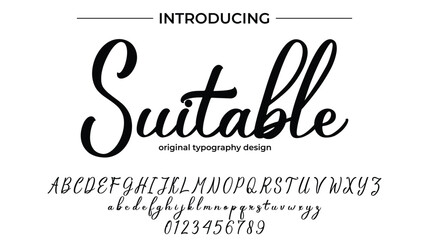 Suitable Font Stylish brush painted an uppercase vector letters, alphabet, typeface