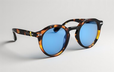 Sunglasses, eyeglass frames, eyeglasses, optical lenses, plastic, metal, against a colorful, transparent background.