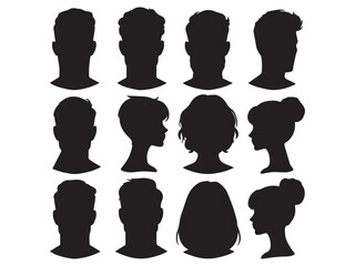 Man and woman face silhouette vector.