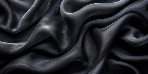 Obraz premium design your space copy background elegant black fabric folds soft beautiful background texture satin silk black background black abstract 