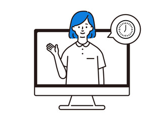 パソコンから飛び出し案内をする看護師