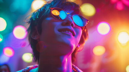 Asian male in a night club wearing sunglasses, young Korean man in a nightclub