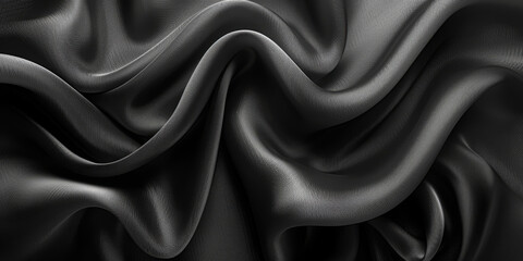 Obraz premium design your space copy background elegant black fabric folds soft beautiful background texture satin silk black background black abstract 