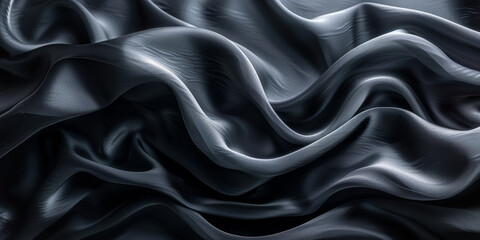 Obraz premium design your space copy background elegant black fabric folds soft beautiful background texture satin silk black background black abstract 