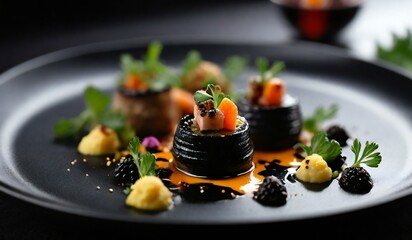 appetizer with salmon and caviar