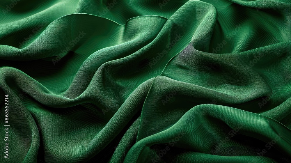 Poster abstract empty template with a green fabric texture