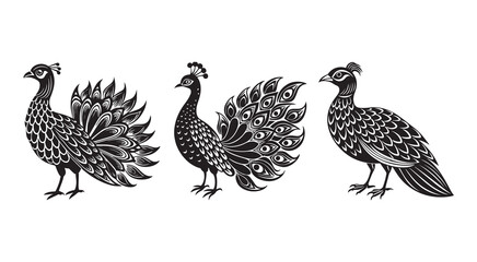 Vintage Peacock Bird Silhouette